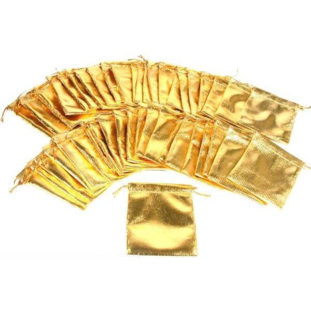 48 Pouches Gold Gift Bags Drawstring Wedding Jewelry 3&#x22;
