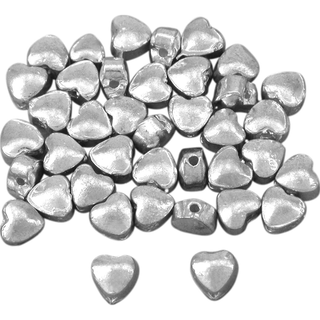 15g Heart Beads Silver Plated Beading 5mm Approx 35