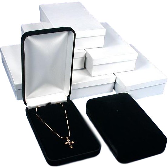 Black Velvet Necklace Chain Jewelry Gift Box Showcase Displays Kit 36 Pcs