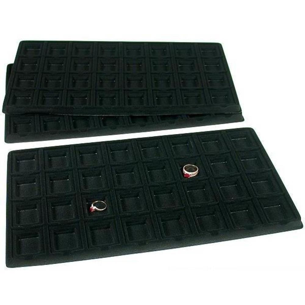 3 Black 32 Slot Puff Earring Cards Showcase Display Tray Inserts