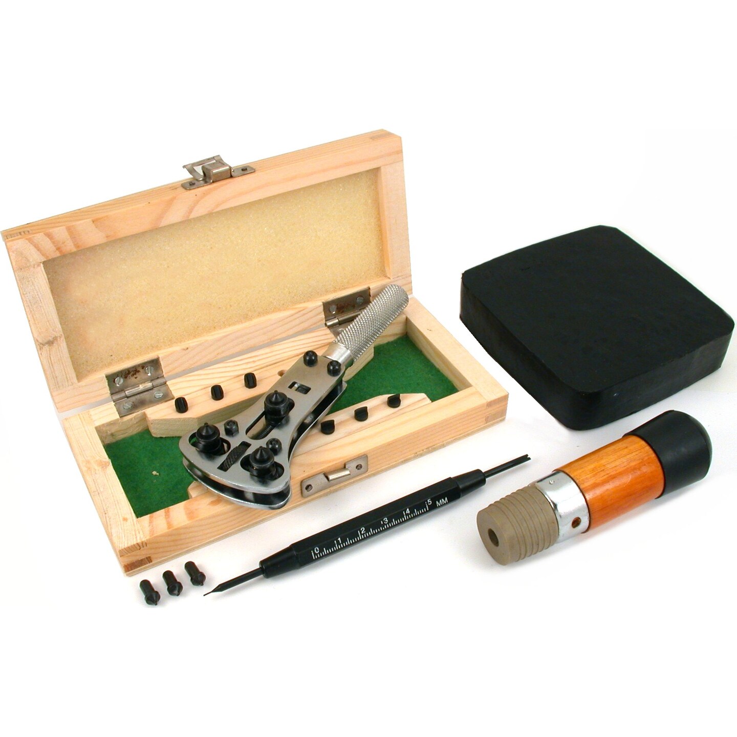16Pcs Screwback Watch Case Wrench Openers Tool Wood Box