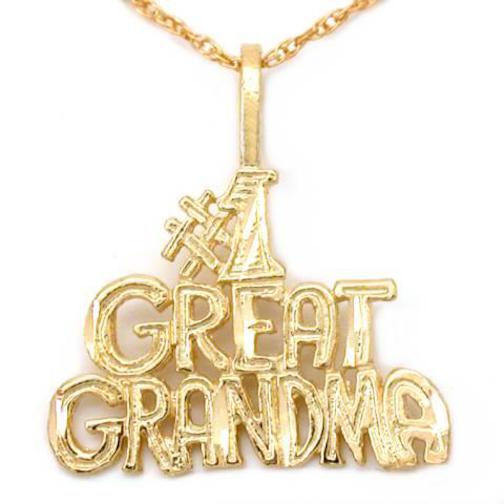 14K Gold #1 Great Grandma Charm 18&#x22; Chain Jewelry