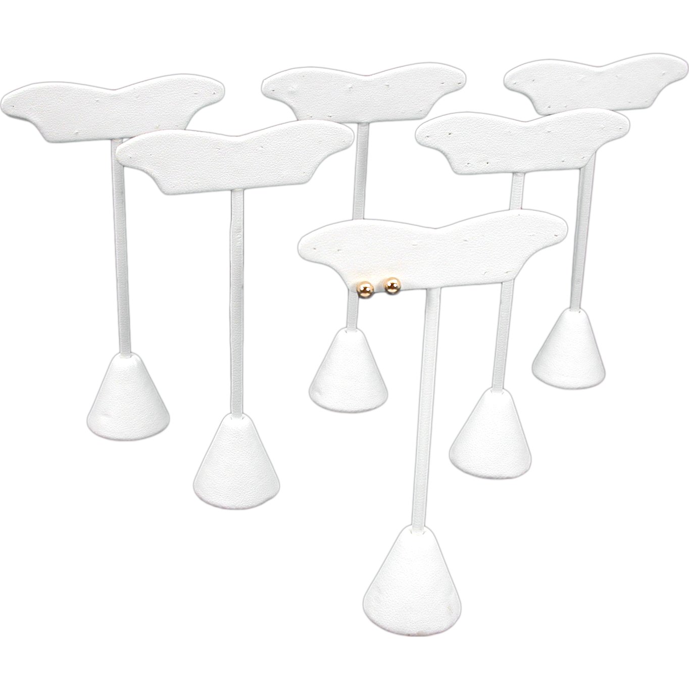 6 White Leather Earring Stands 5 Pairs Jewelry Displays
