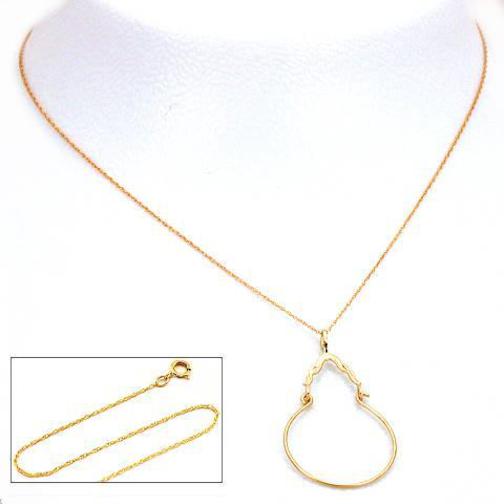 14K Gold Charm Holder 34mm 18&#x22; Chain Jewelry