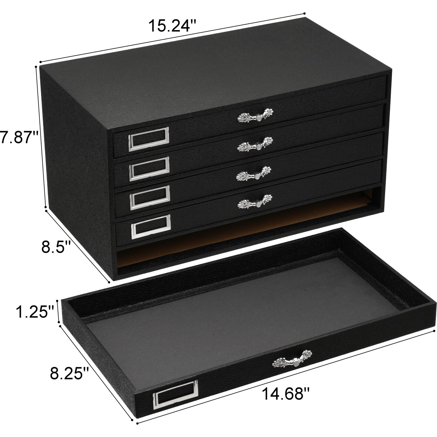 Black FindingKing 5-Drawer Jewelry Storage Case w/ 5 Black 8-slot Plastic Trays