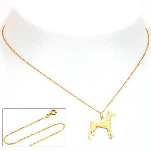 14K Gold Doberman Pinscher Charm 18&#x22; Chain Jewelry