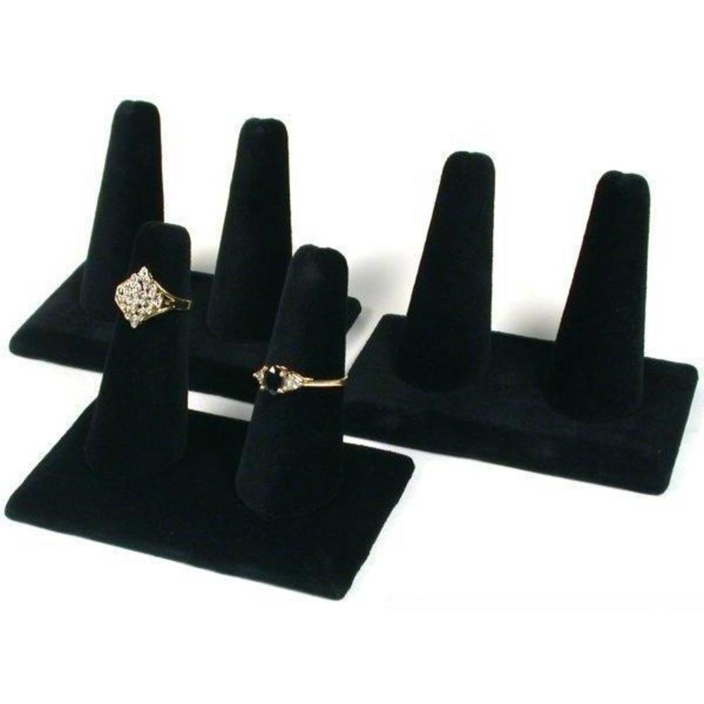 3 Trio Set &#x26; Wedding Band Display Ring Black