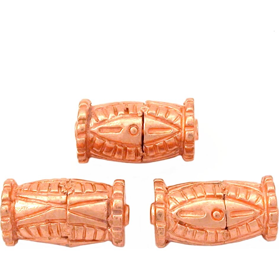 18g Bali Barrel Beads Copper Plated 21.5mm Approx 3