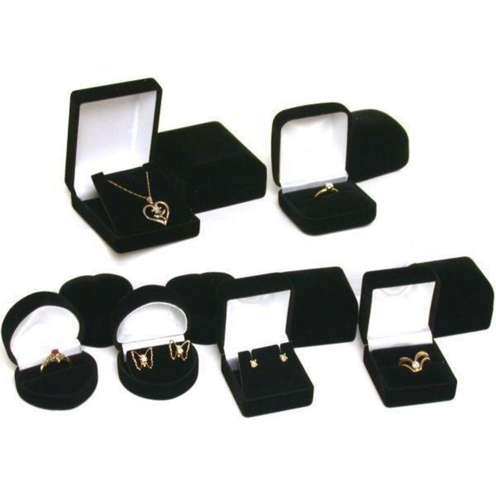 12 Black Ring Earring Necklace Jewelry Gift Boxes New