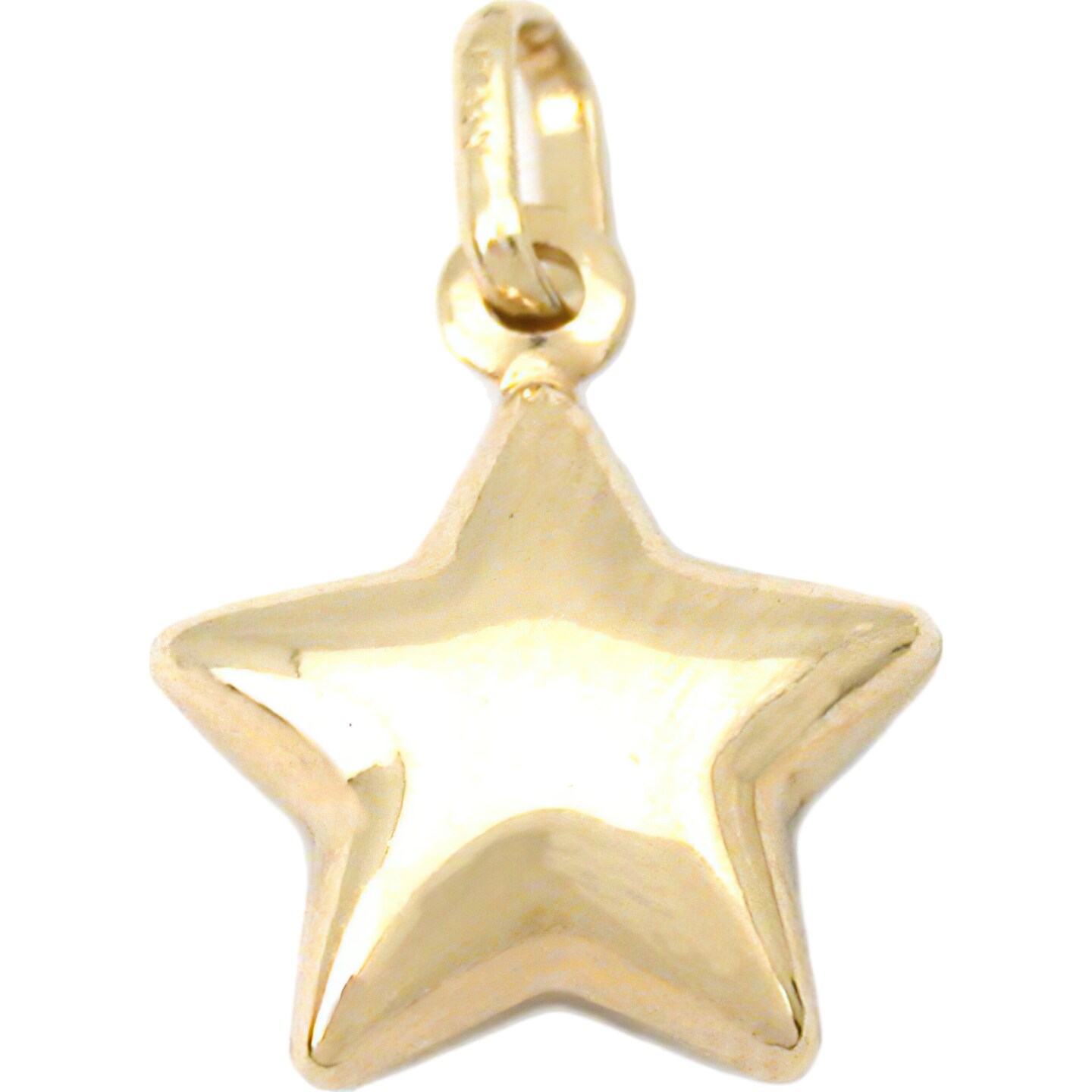 14k Satin Gold Wish Upon A Star Charm 14mm