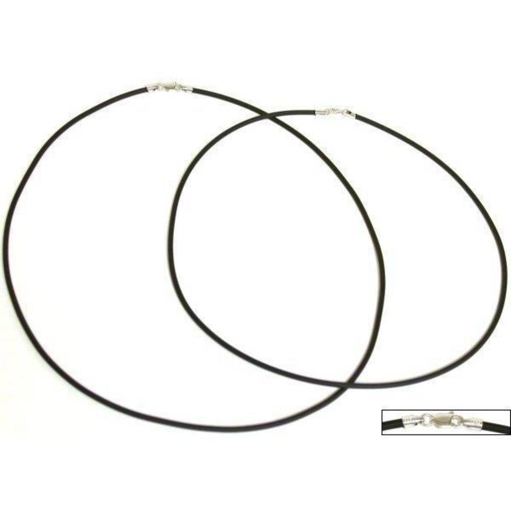 Rubber Cord Necklaces Black 16&#x22; &#x26; 18&#x22; 2Pcs