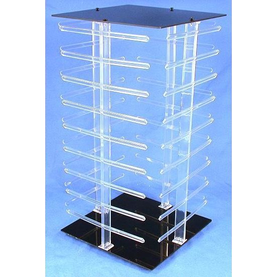 100 Black Earring Cards Revolving Rotating Display 4 Sided Stand