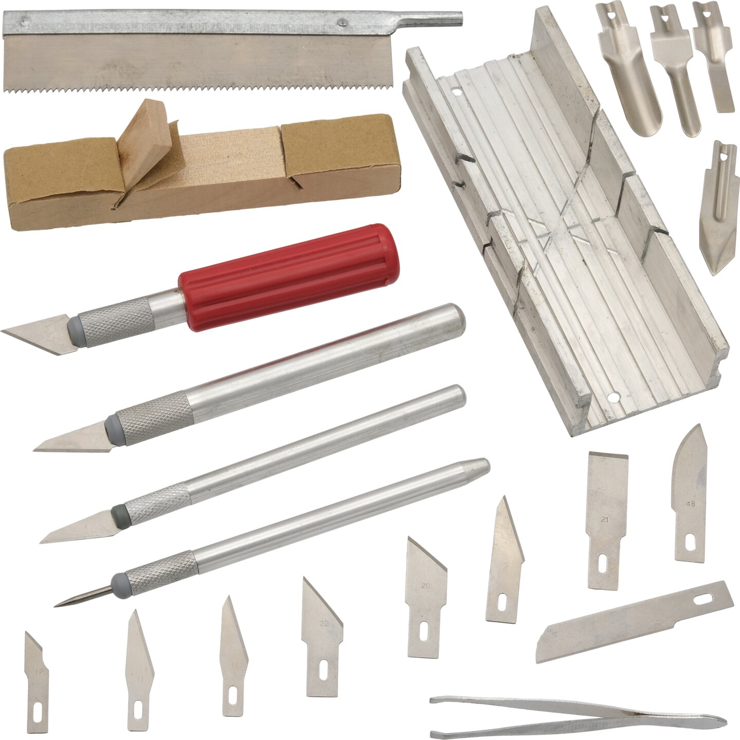 30pc Hobby Knife Set + Fret SAW Miter BOX Razor Carving