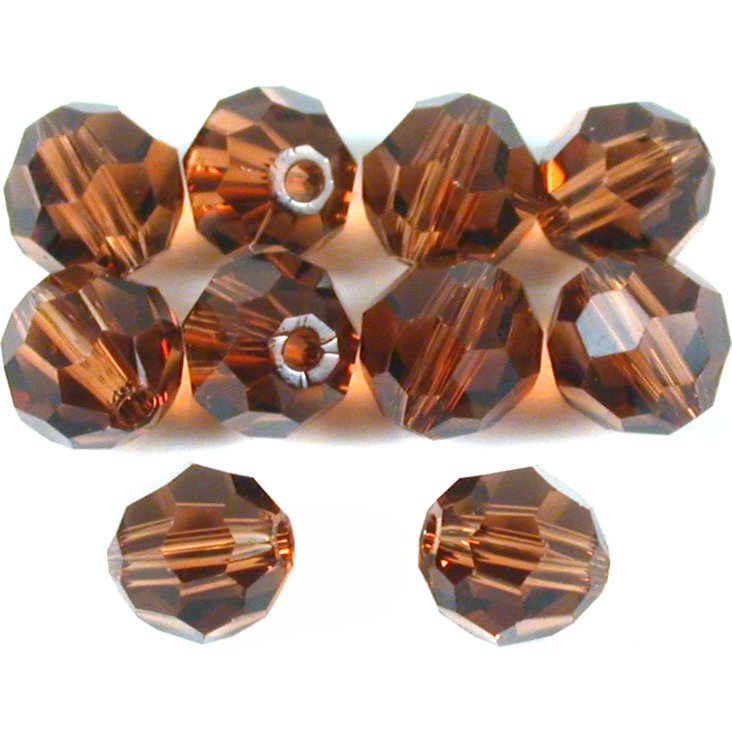 Swarovski Crystal Round 5000 6mm SMOKED TOPAZ Beads (10) 544220