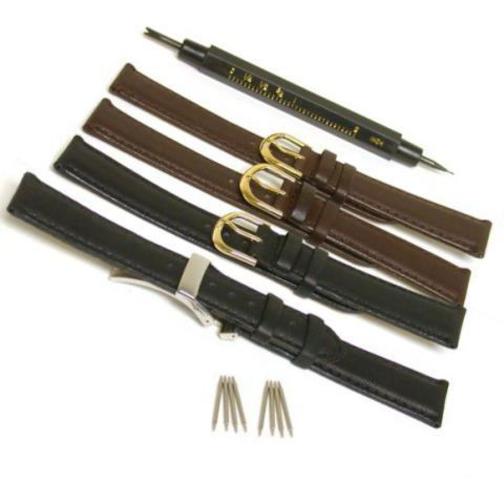 4 Leather Watch Band Deployment Buckle 18mm &#x26; Tool New