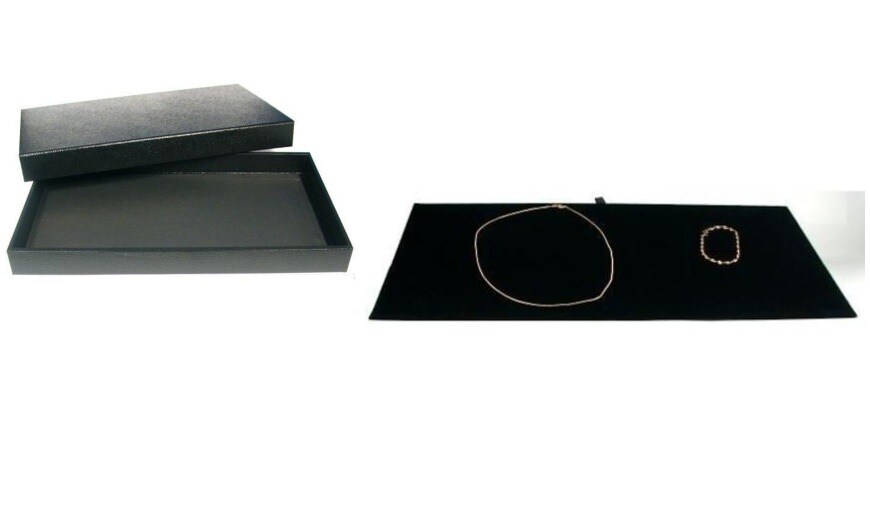 Black Jewelry Display Case (Removable Magnetic Lid) w/ Black Velvet Display Tray