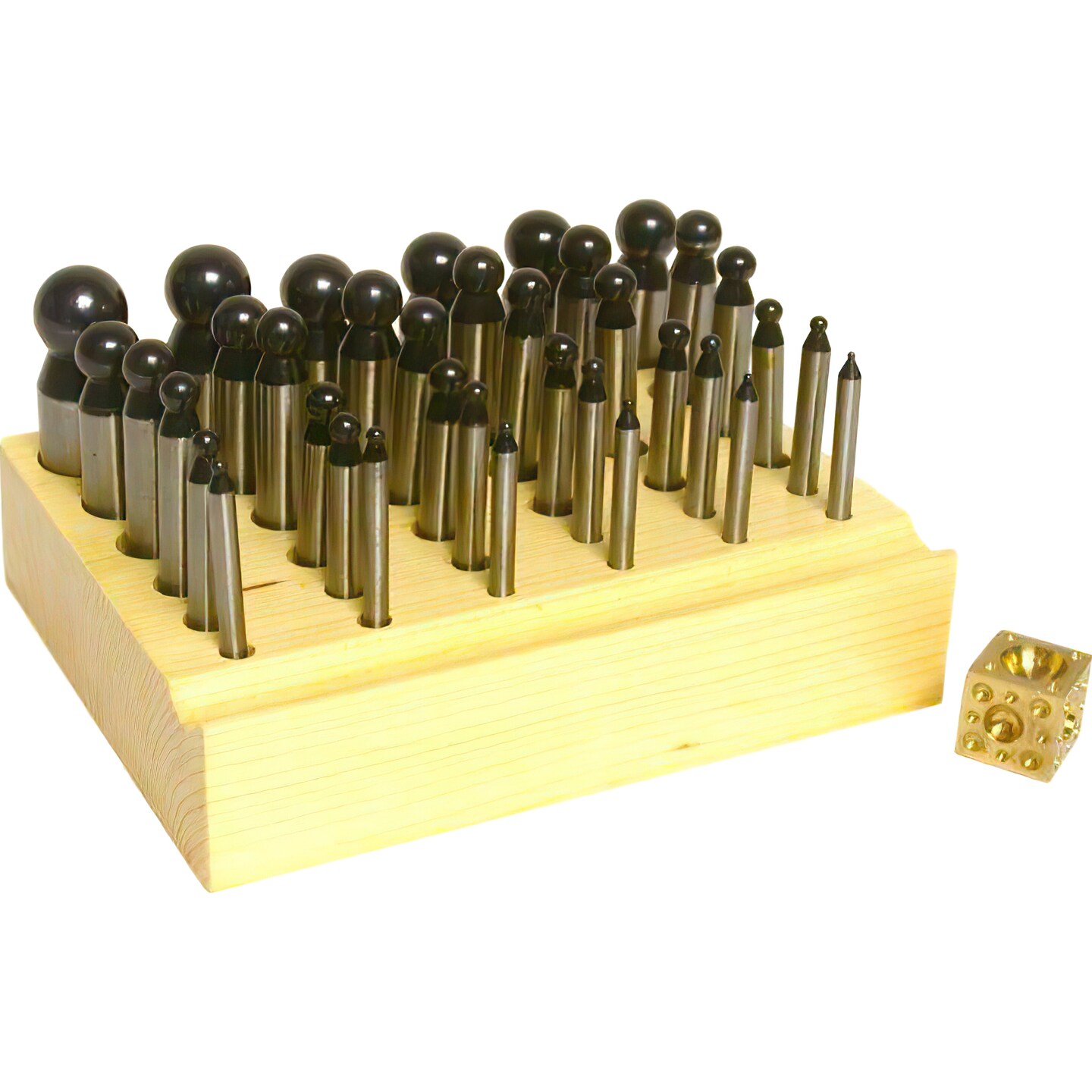 36 Brass Dapping Punches &#x26; Doming Block Jewelers Metal Shaping Forming Tools
