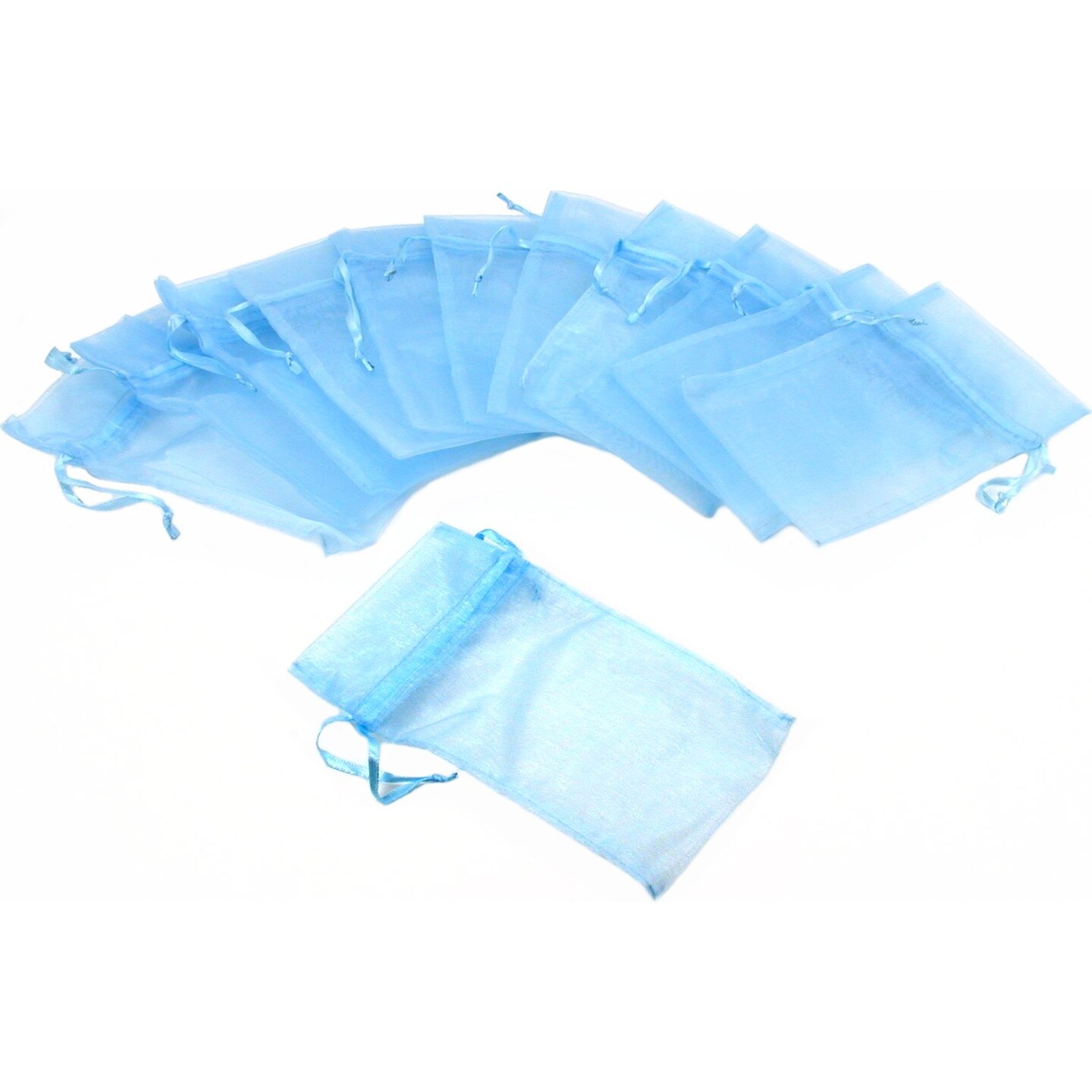 12 Jewelry Light Blue Organza Drawstring Gift Bags 3x4