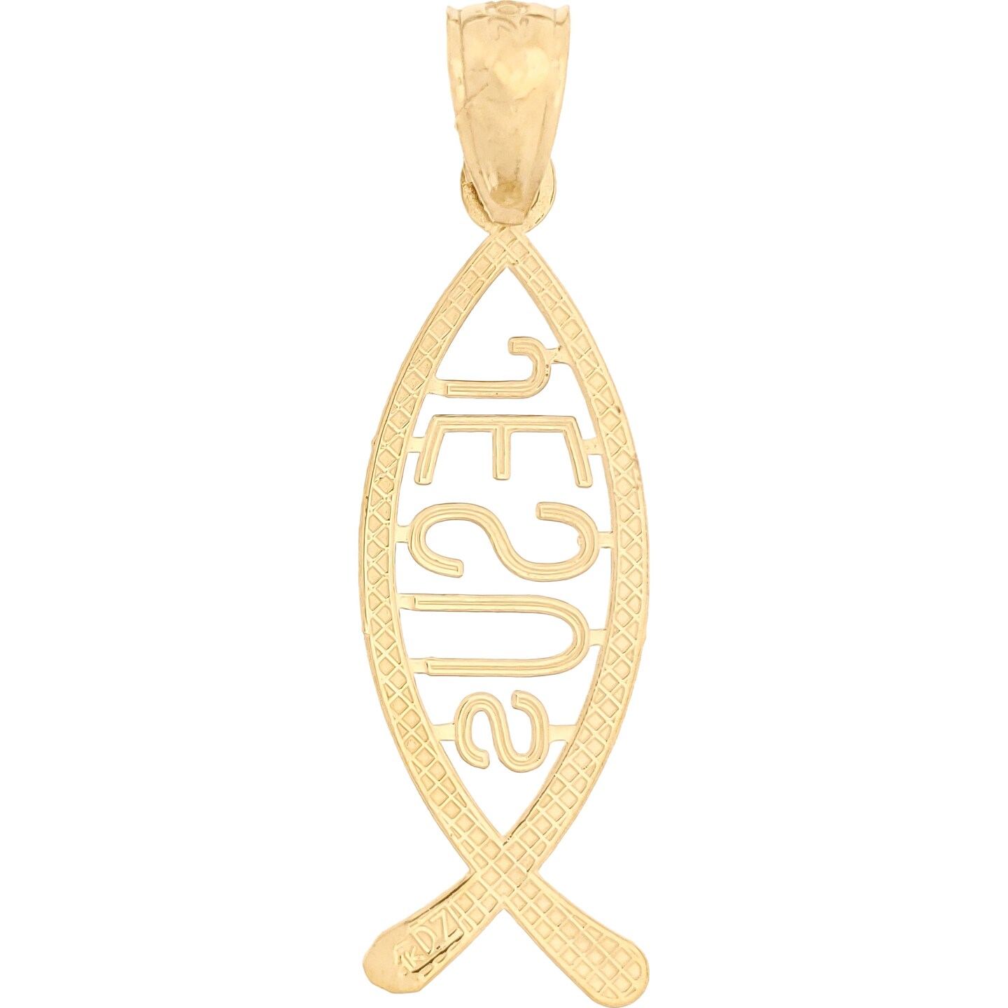 Ichthus Jesus Charm 14k Gold 25.5mm