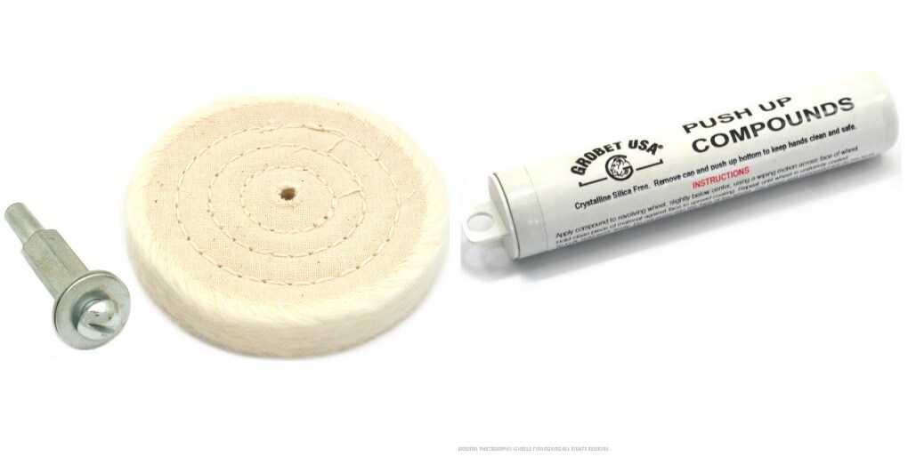 3&#x22; Cotton Buffing Wheel &#x26; Mandrel &#x26; White Rouge Push-Up Polishing Compound
