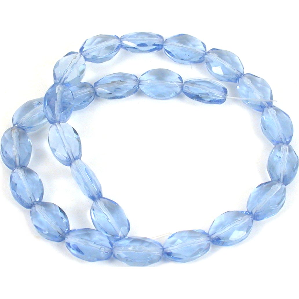 Oval Faceted Fire Polished Chinese Crystal Beads Sapphire 12mm 1 Strand