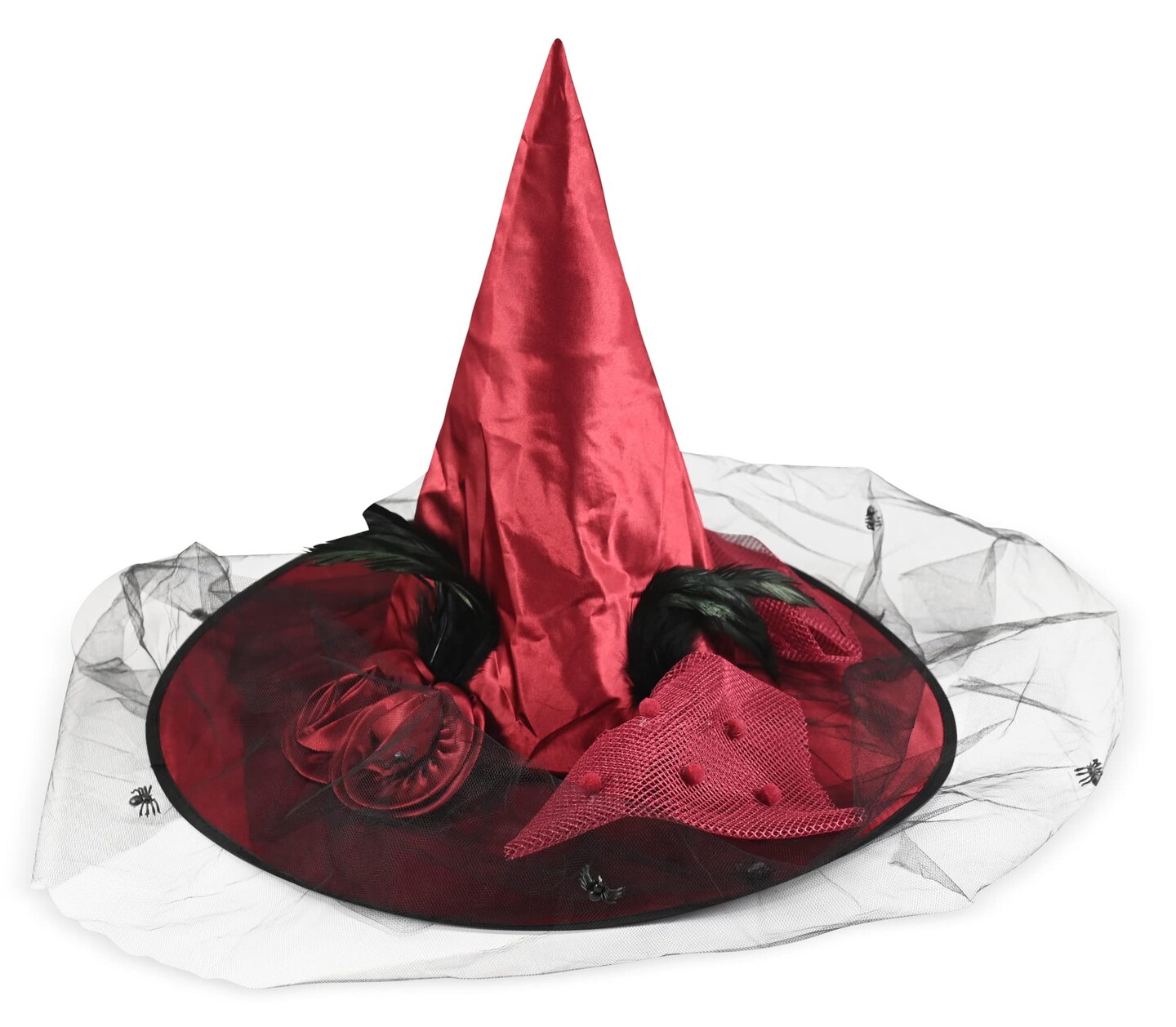 Deluxe Pointed Witch Hat Glamorous Red Witches Accessories Fancy