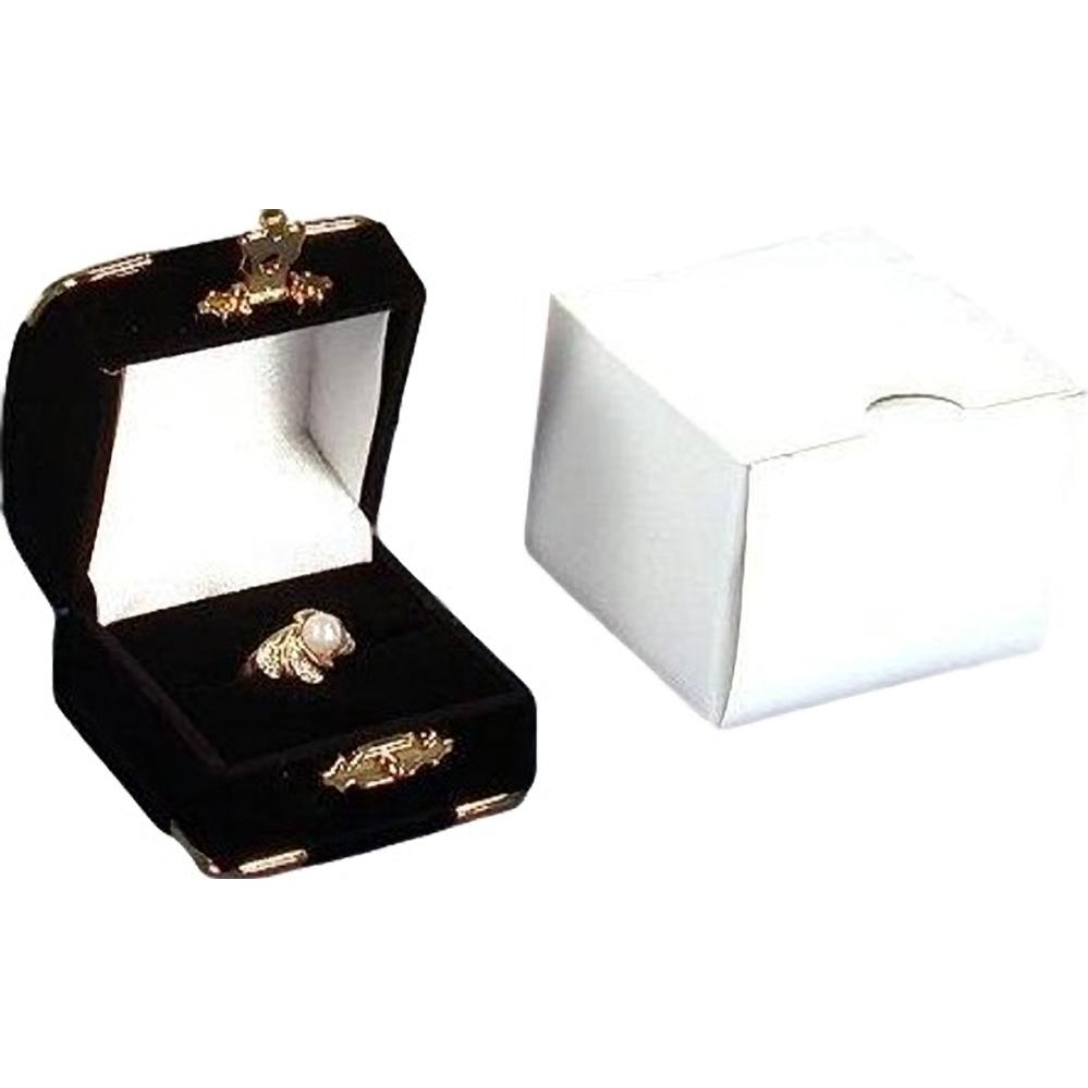 6 Black Flocked Ring Gift Boxes Jewelry Case Displays