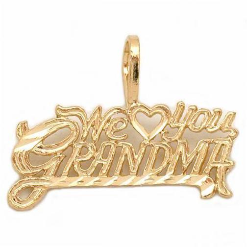 14K Gold We Love You Grandma Charm 18&#x22; Chain Jewelry