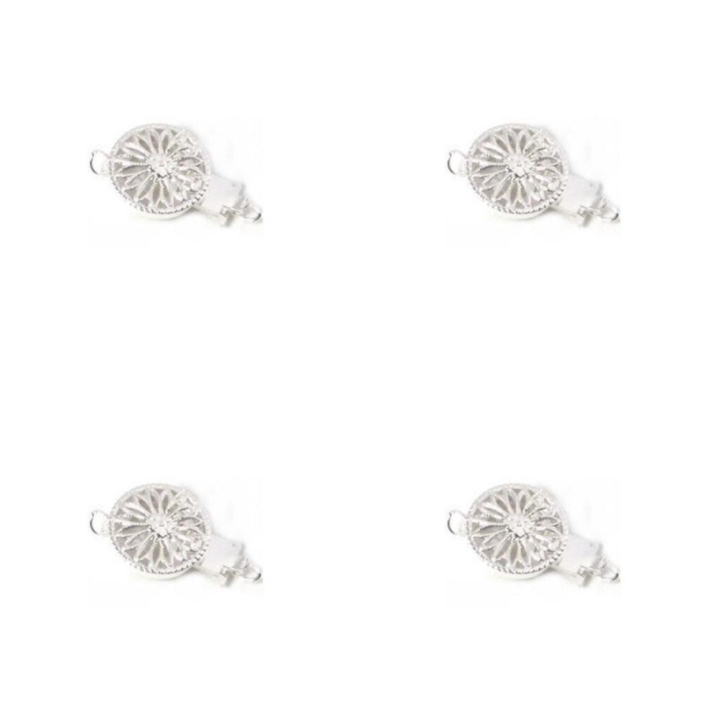 14K White Gold Filigree Pearl Bead Clasp Single Strand, Pack of 4