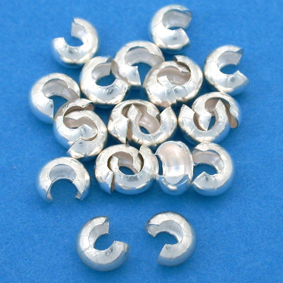 20 Sterling Silver Crimp Bead Covers Beading Parts 4mm
