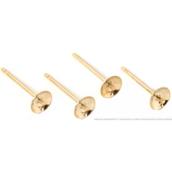 4 14K Yellow Gold Pearl Cup Earrings Settings Finding