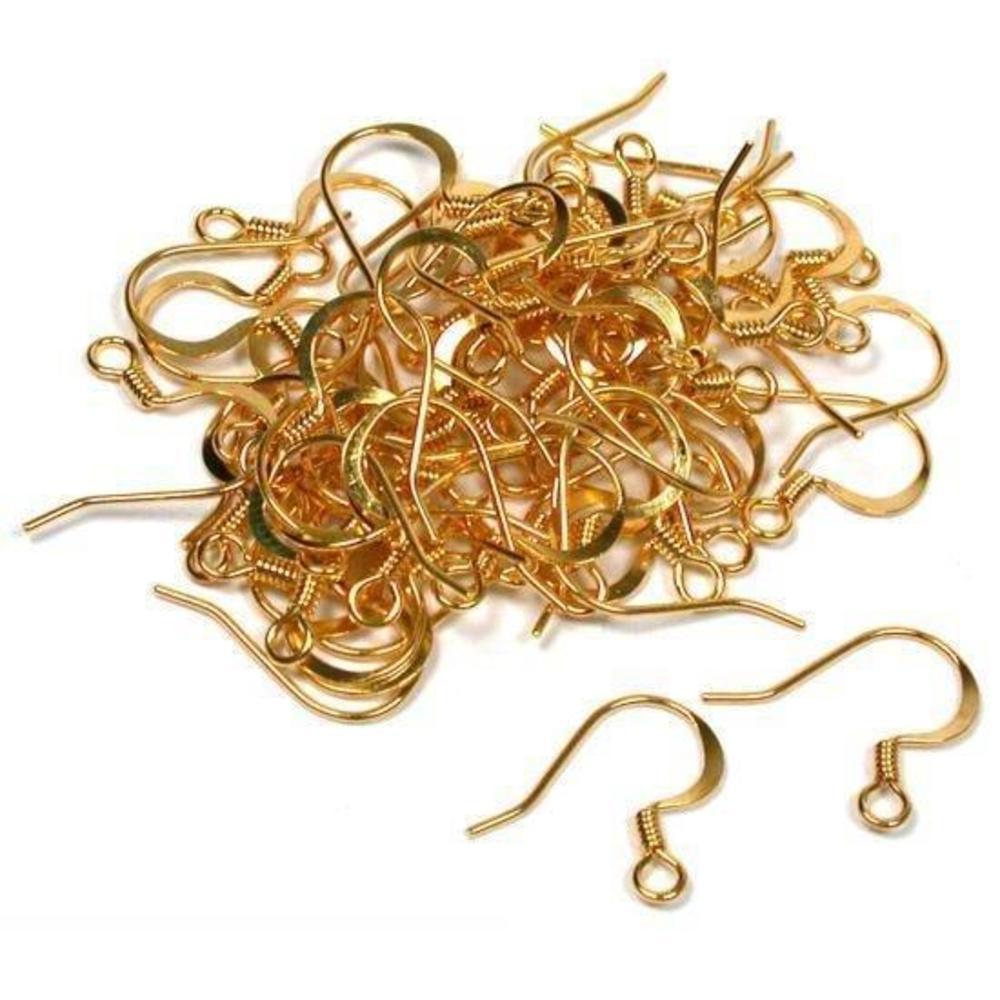 60 Earring Wires Yellow Gold Plated Fish Hook 22 Gauge