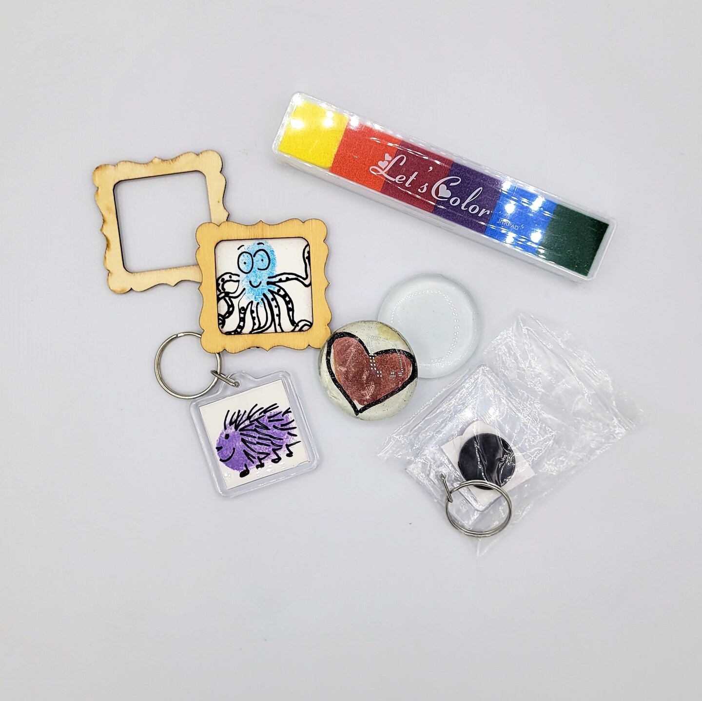 Ink and Trinket Kids DIY Fingerprint Art Party Favors, Individually Wrapped Craft Kit for Kids