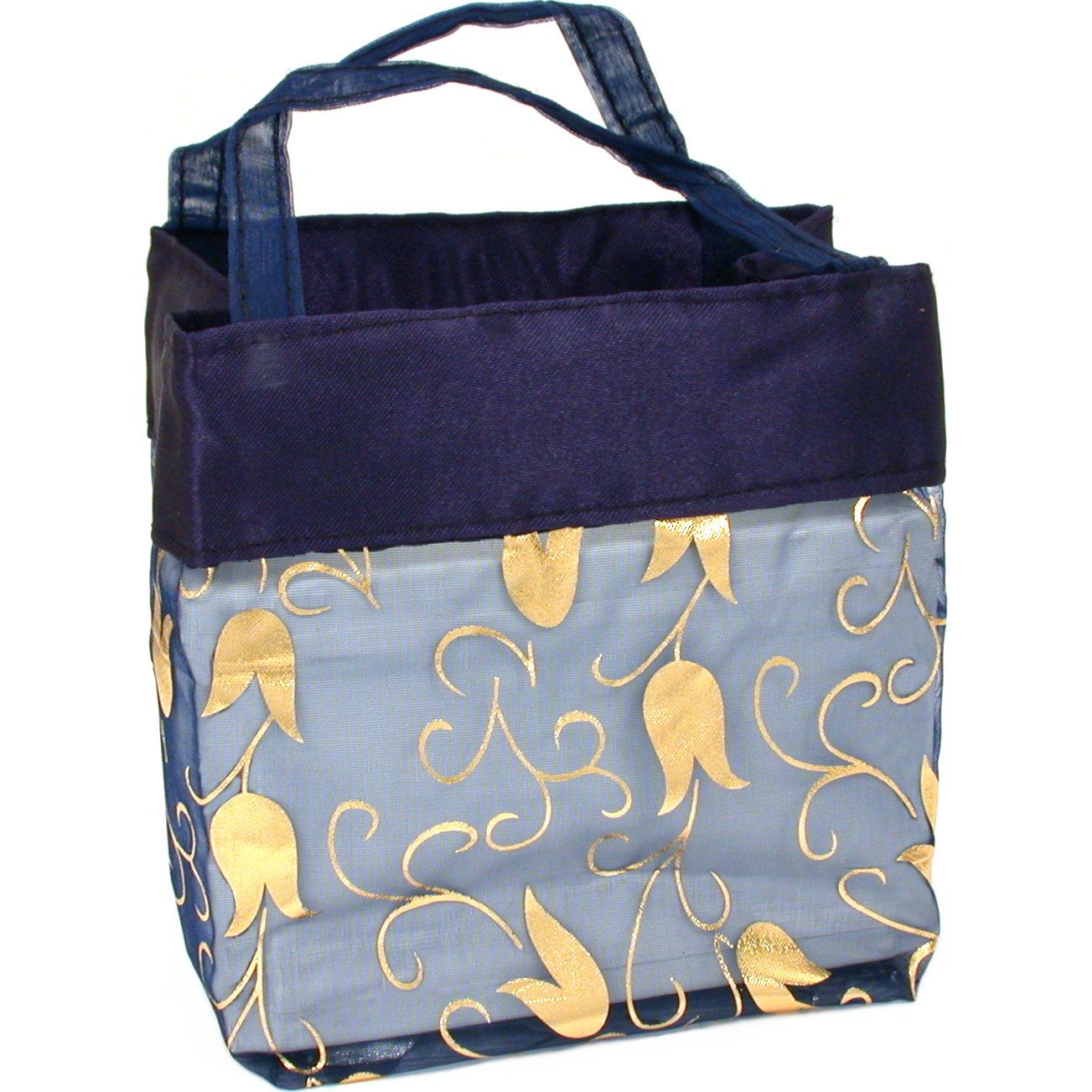 12 Mini Organza Assorted Gold Flower Tote Gift Bags