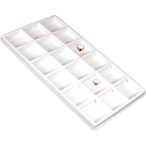 2 White Plastic 18 Compartment Jewelry Tray Inserts
