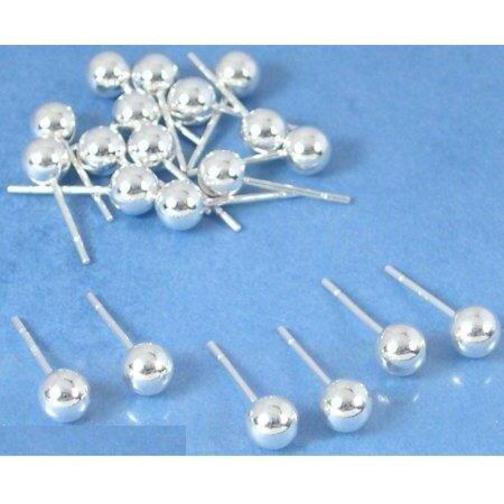 20 Sterling Silver Ball Stud Earrings 5mm