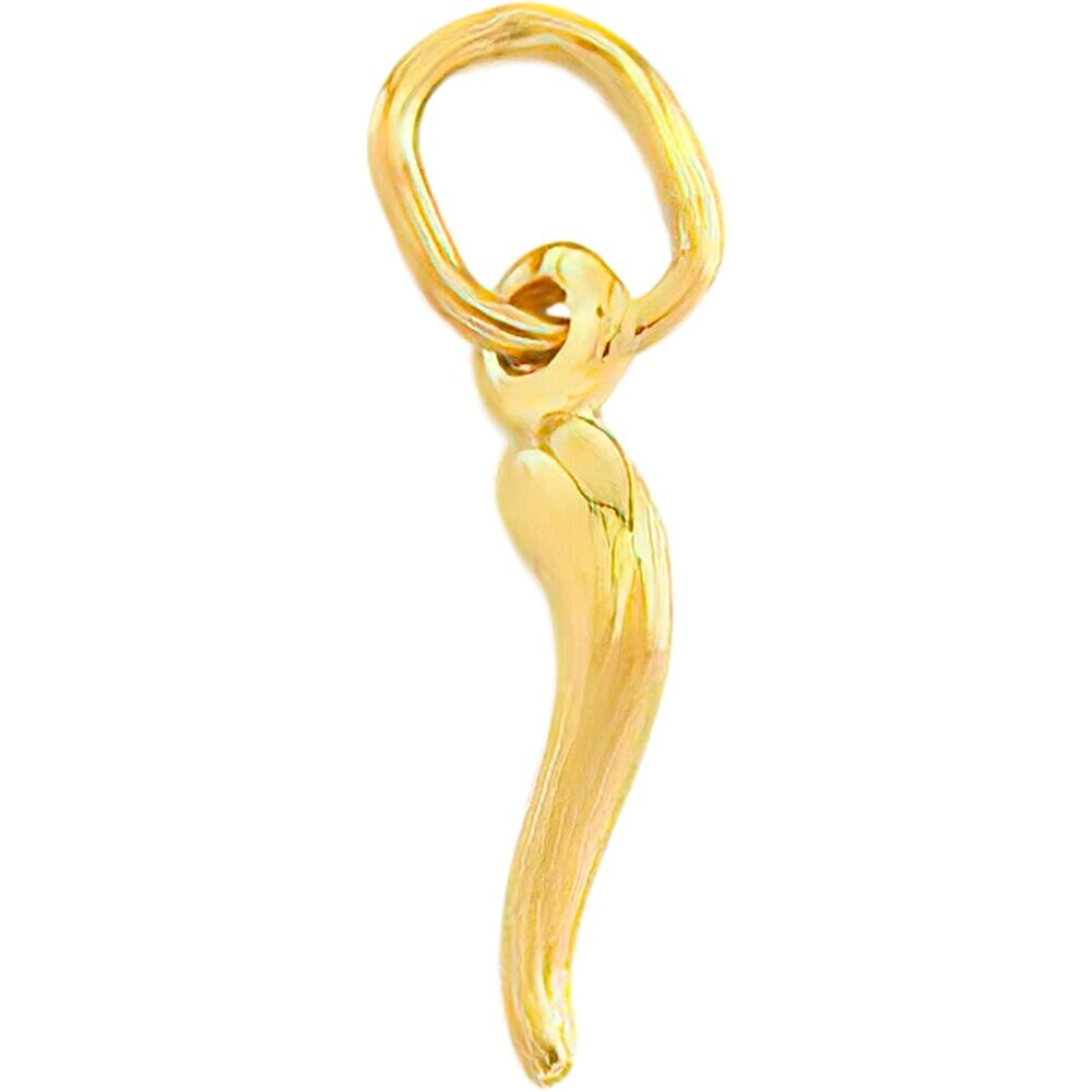 14K Gold Italian Horn Charm 18&#x22; Chain Jewelry