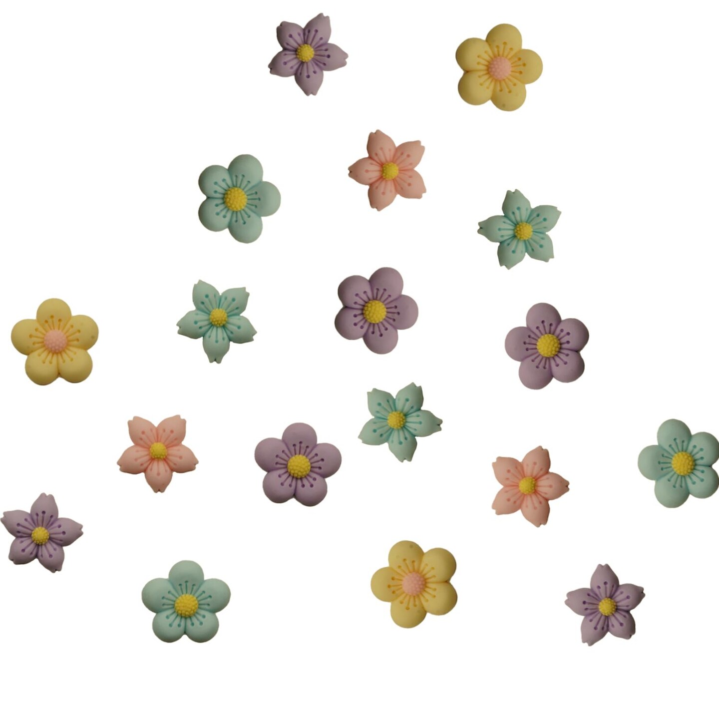 Buttons Galore Flatback Embellishments for Crafts - Soft Petals - 18 Pieces