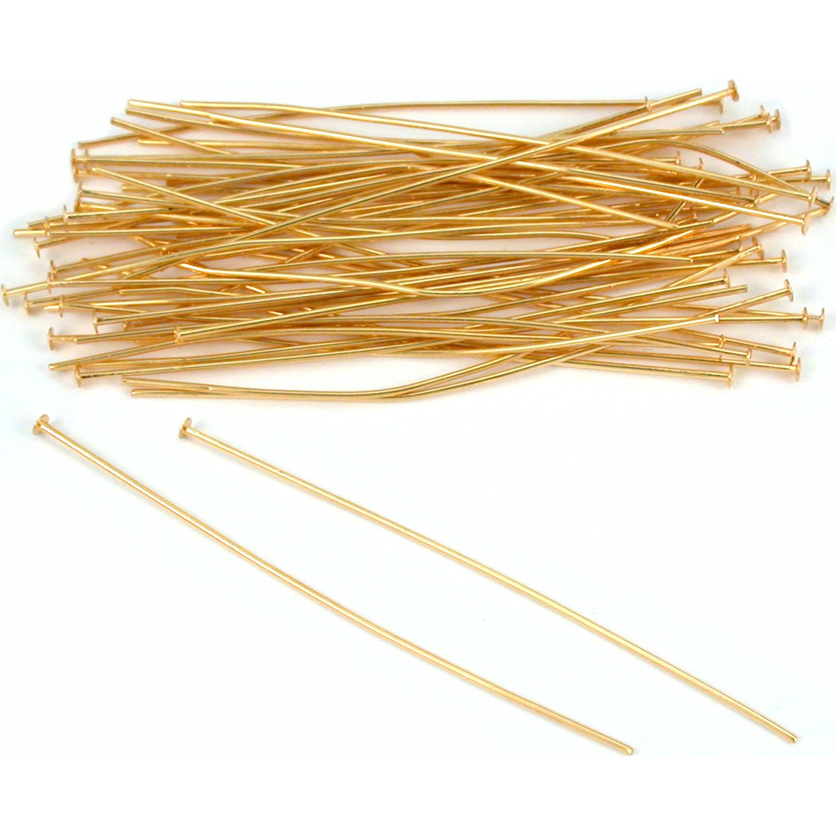 50 Gold Plated Head Pins Jewelry 21 Gauge 2 Inches New