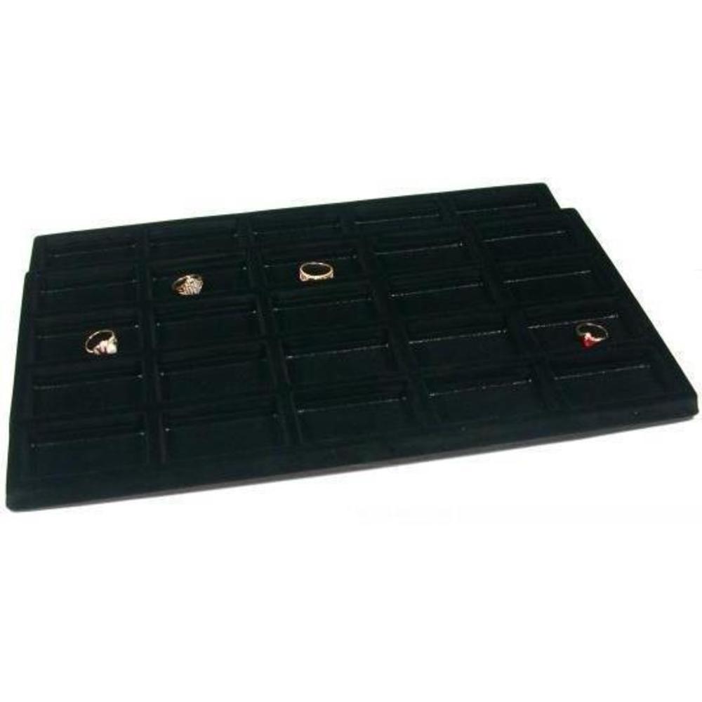 2 Black 20 Slot Pendant Jewelry Showcase Display Tray Inserts