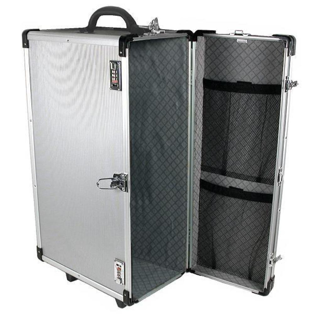 24 Trays Large Aluminum Rolling Jewelry Carrying Case