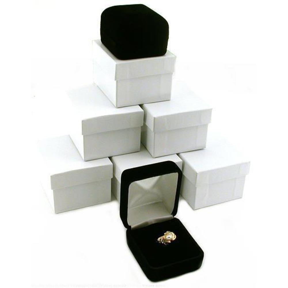 6 Black Velvet Ring Gift Boxes Jewelry Counter Displays