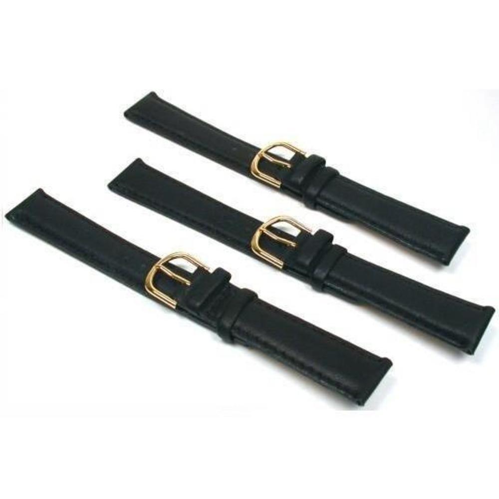 3 Watch Bands Padded Leather Calf Black 18mm Part Michaels