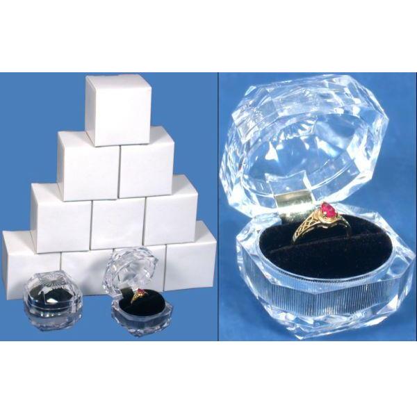 12 Clear Crystal Ring Gift Boxes 1 7/8&#x22;
