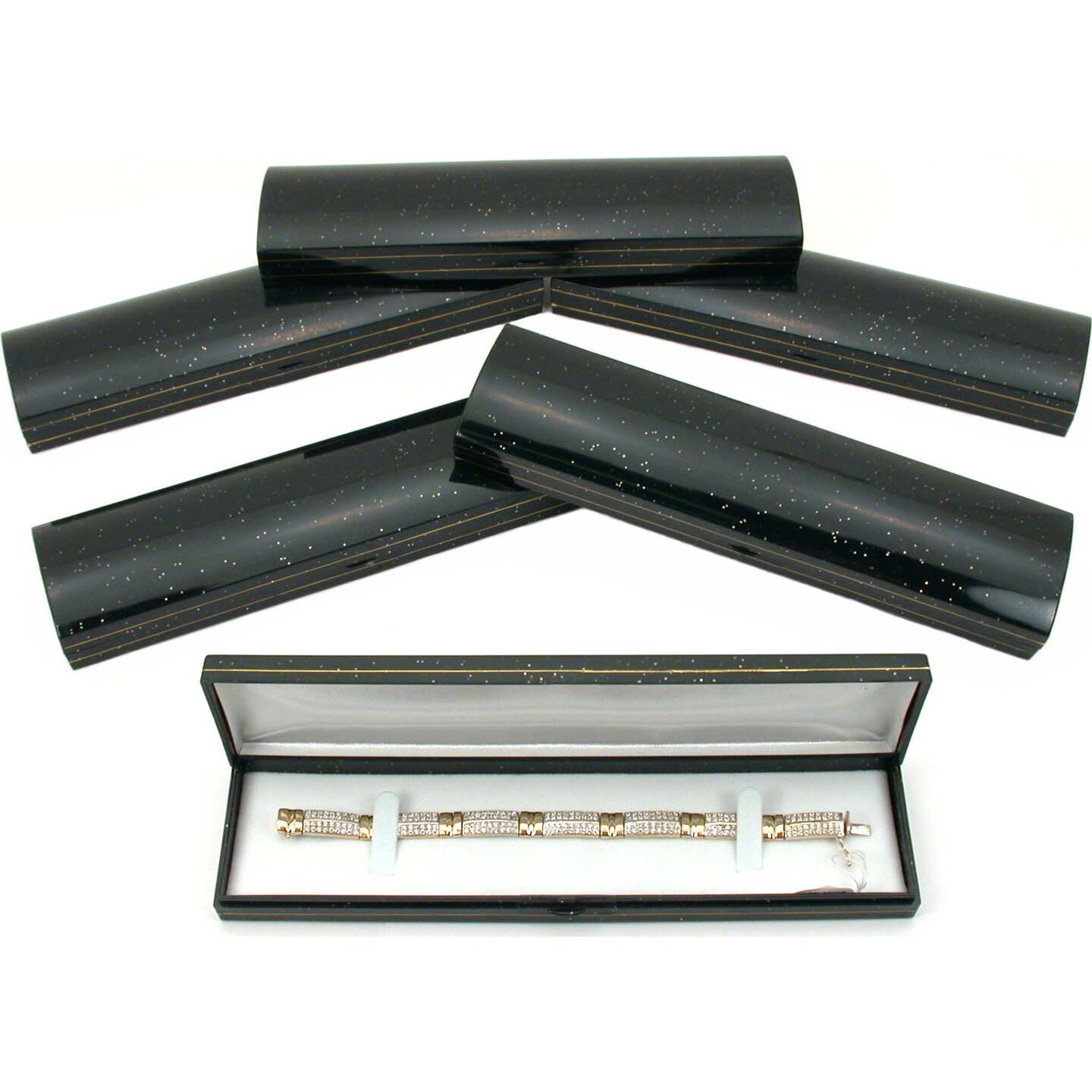 6 Black Gold Sparkle Bracelet Classy Gift Jewelry Boxes