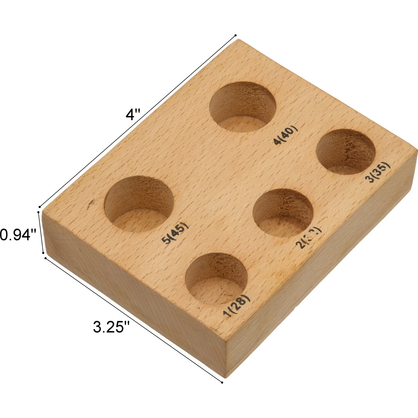 Large 5 Piece Dapping Punch Set Doming Forming Range 28mm-45mm + Wood Block Base