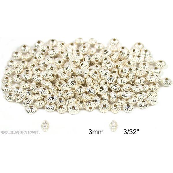 200 Corrugated Saucer Beads Silver Jewelry Beading Part