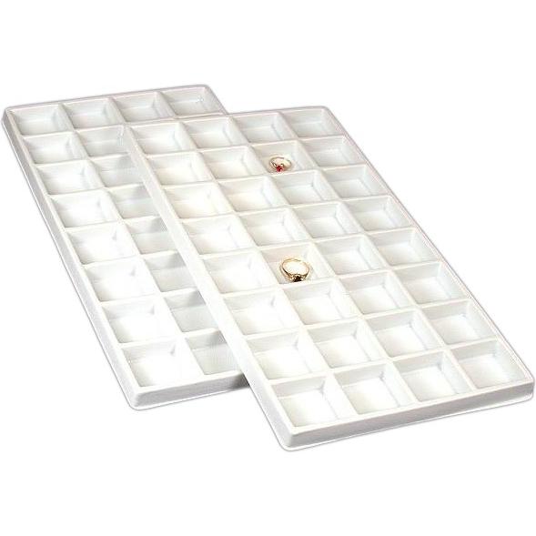 2 White 32 Slot Travel Jewelry Charm Earring Display Tray Inserts