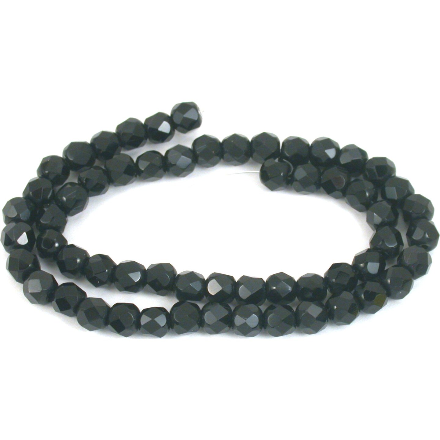 Round Faceted Fire Polished Chinese Crystal Beads Black 6mm 1 Strand