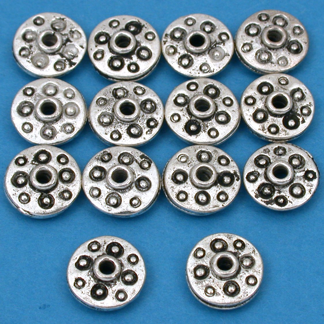 15g Fluted Saucer Bead Antq Silver Plate 11mm Approx 14